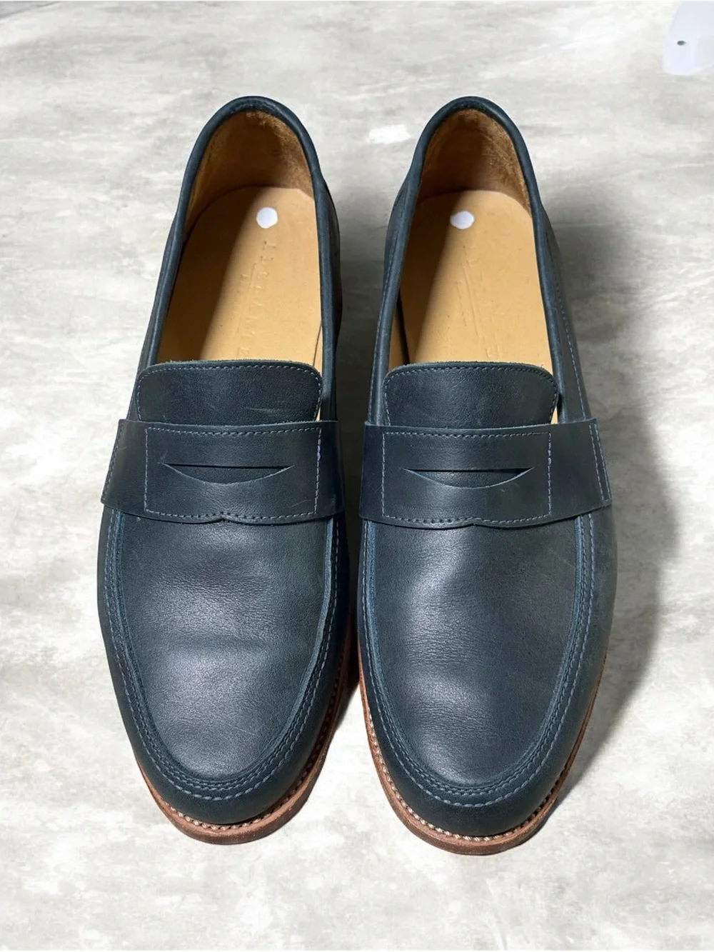Adelante The Luca Penny Loafer in Denim Blue Leather